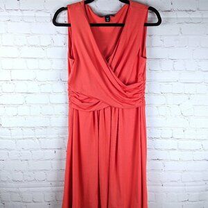 Lands' End Coral Pink Sleeveless Wrap Dress - Small Petite